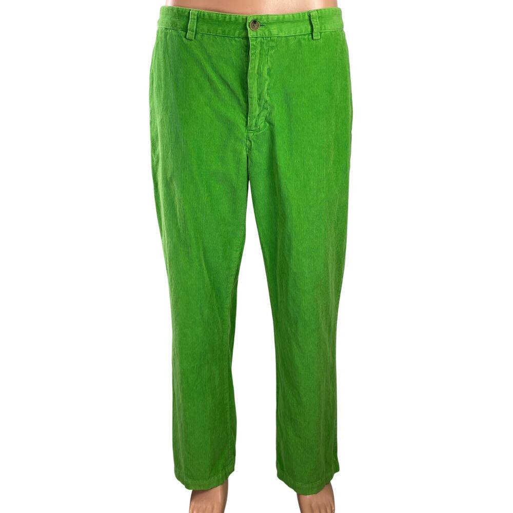 Vineyard Vines Green Corduroy High Waisted Straight Leg Trousers Pants Sz 34x30